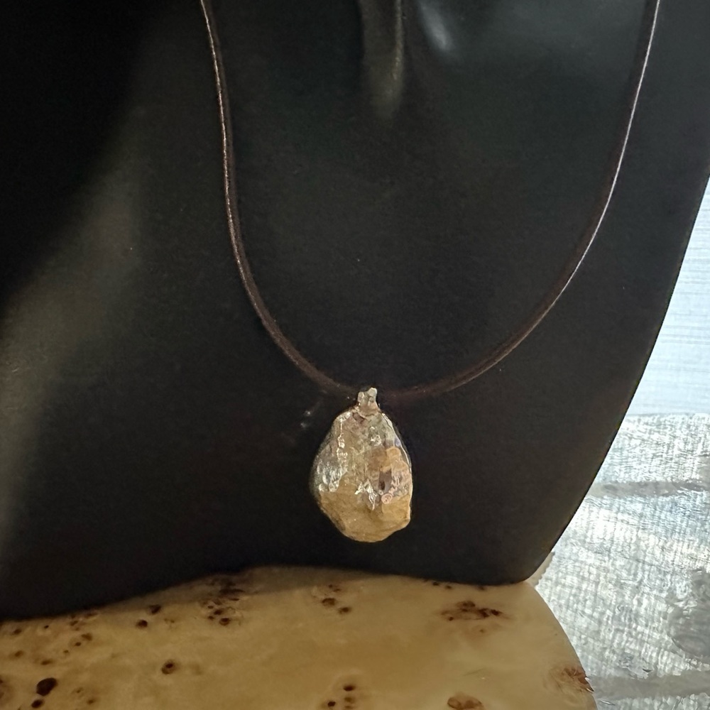 Silpada Sterling Silver Nugget Pendant on Leather Necklace